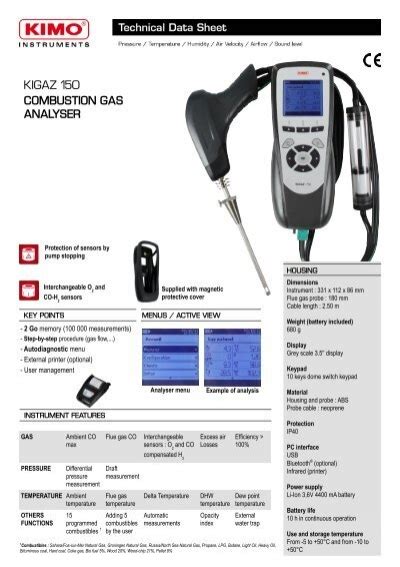 flue gas analyzer kimo|Kimo Kigaz 150 Combustion Flue Gas Analyzer CO .